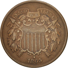 Estados Unidos, 2 Cents, 1865, U.S. Mint, Philadelphia, MBC, Cobre - hojalata -