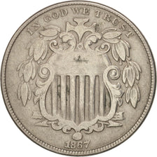 États-Unis, Shield Nickel, 5 Cents, 1867, U.S. Mint, Philadelphia, TTB