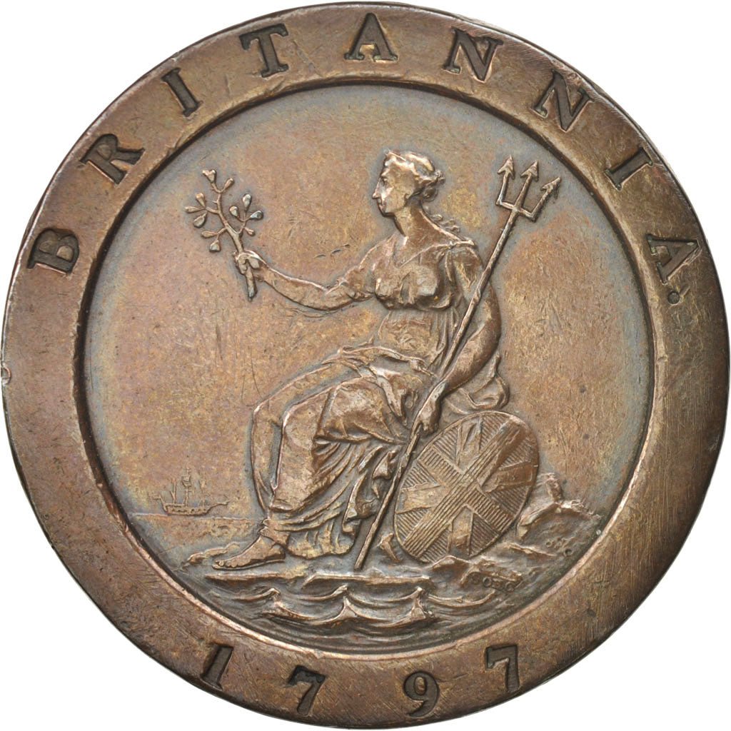 Coin, Great Britain, George III, 2 Pence, 1797, AU(50-53), Copper, KM:619