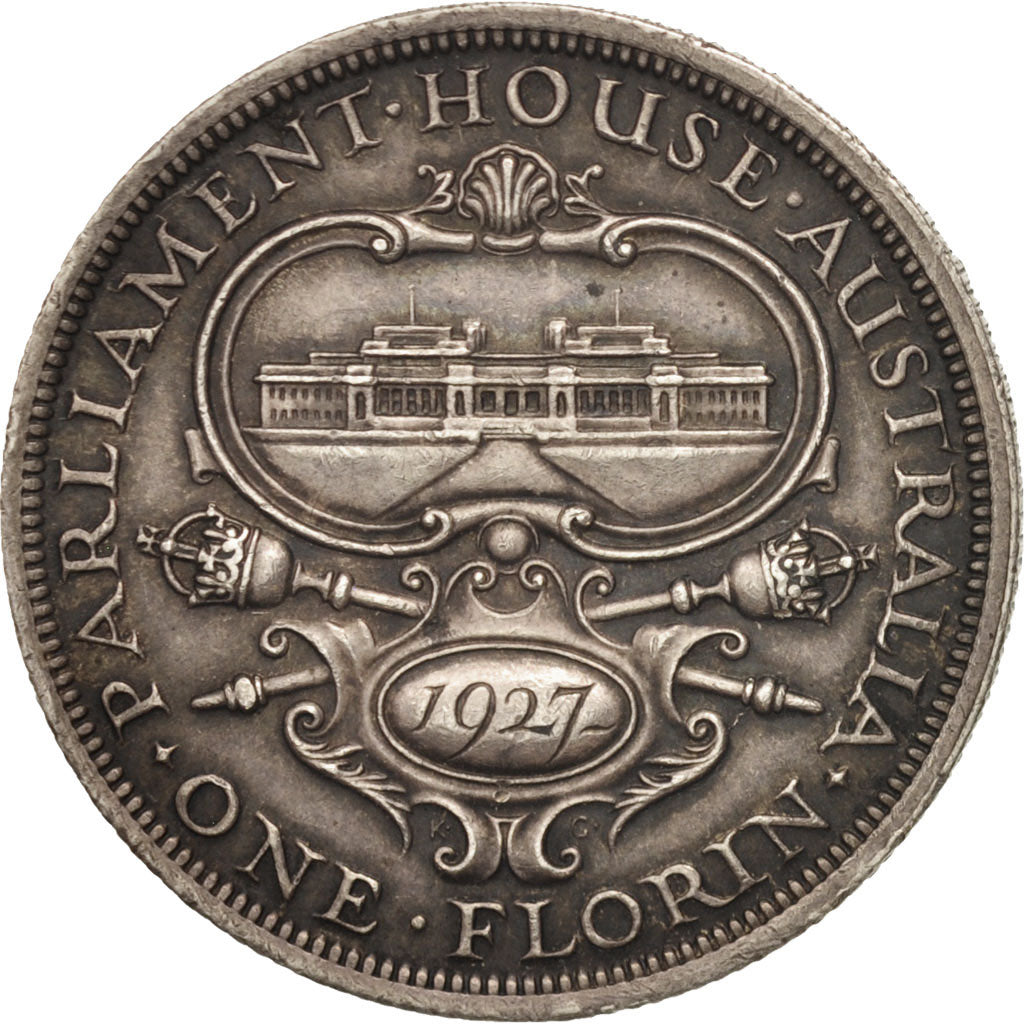 Australia, George V, Florin, 1927, Melbourne, AU(50-53), Silver, KM:31