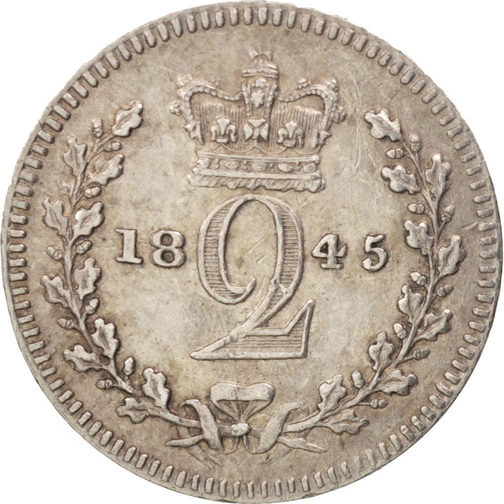 Great Britain, Victoria, 2 Pence, 1845, AU(50-53), Silver, KM:729