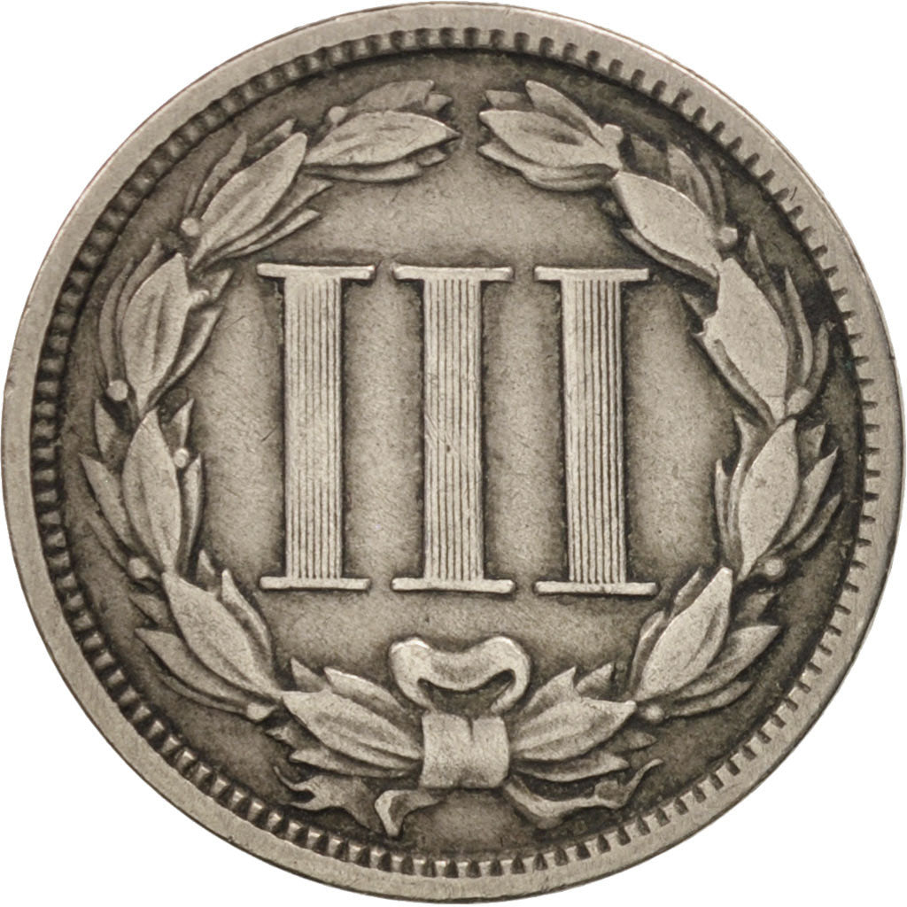 Estados Unidos, Nickel 3 Cents, 1868, U.S. Mint, Philadelphia, BC+, Cobre -