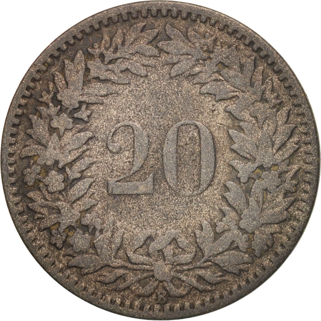 Coin, Switzerland, 20 Rappen, 1859, Bern, F(12-15), Billon, KM:7