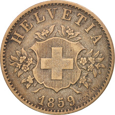 Switzerland, 20 Rappen, 1859, Bern, VF(30-35), Billon, KM:7