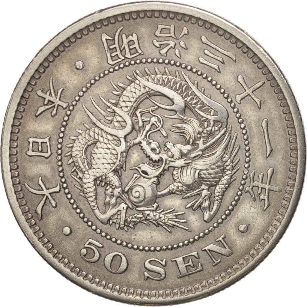 Japón, Mutsuhito, 50 Sen, 1898, MBC, Plata, KM:25
