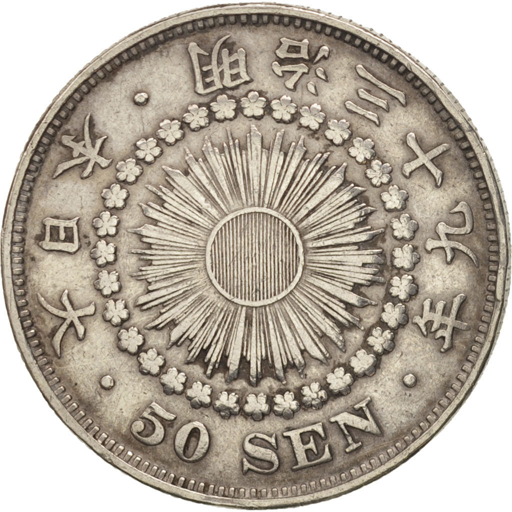 Coin, Japan, Mutsuhito, 50 Sen, 1906, EF(40-45), Silver, KM:31