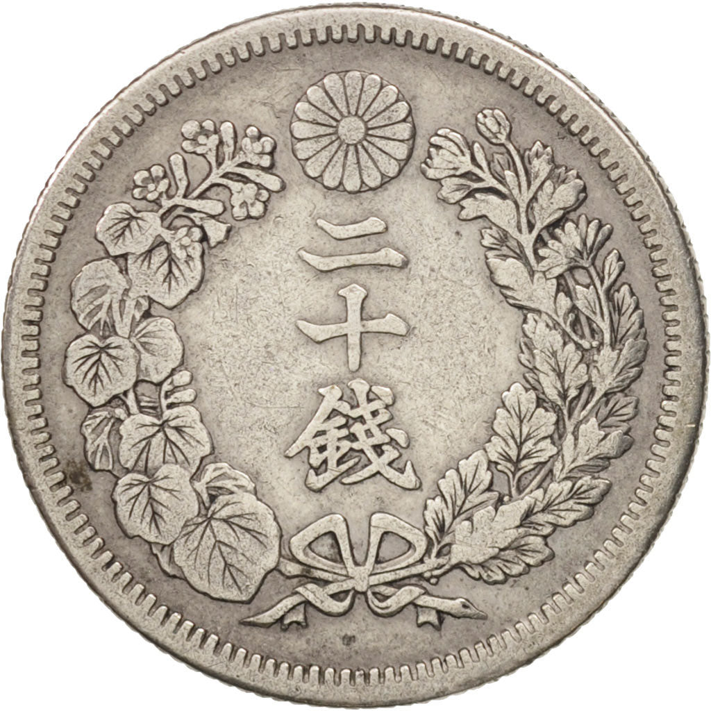 Coin, Japan, Mutsuhito, 20 Sen, 1910, EF(40-45), Silver, KM:30
