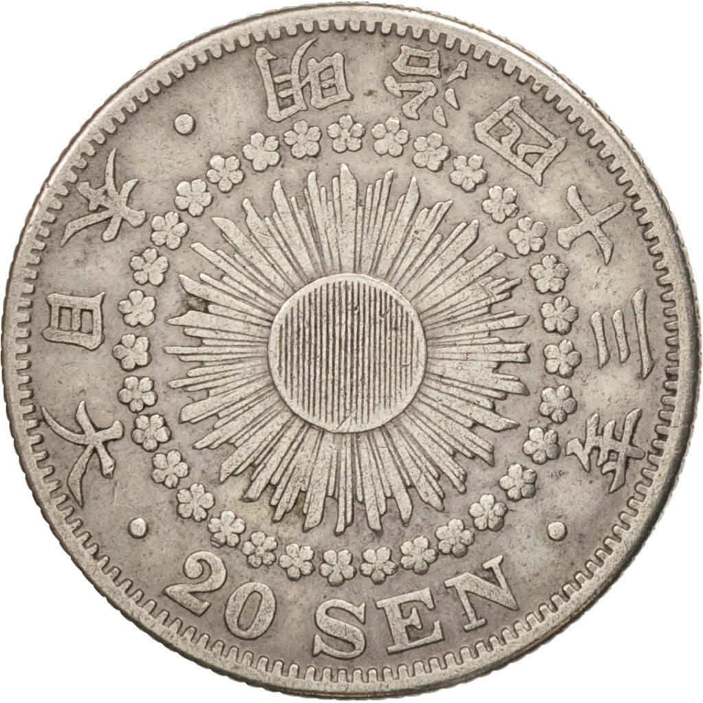 Coin, Japan, Mutsuhito, 20 Sen, 1910, EF(40-45), Silver, KM:30