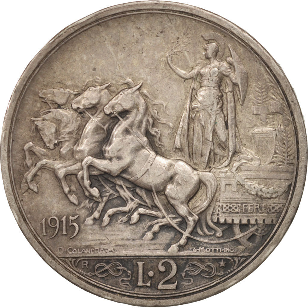 Italy, Vittorio Emanuele III, 2 Lire, 1915, Rome, EF(40-45), Silver, KM:55