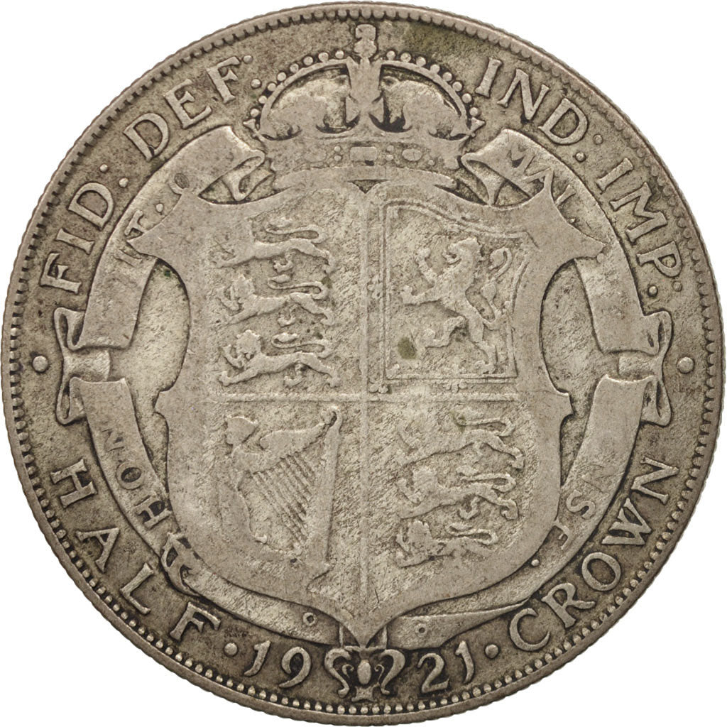 Coin, Great Britain, George V, 1/2 Crown, 1921, F(12-15), Silver, KM:818.1a