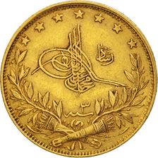 Turkey, Muhammad V, 100 Kurush, 1911, Qustantiniyah, EF(40-45), Gold, KM:754