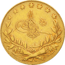 Moneta, Turchia, Muhammad V, 100 Kurush, 1909, Qustantiniyah, BB, Oro, KM:754