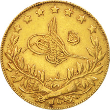 Munten, Turkije, Muhammad V, 100 Kurush, 1909, Qustantiniyah, ZF, Goud, KM:754