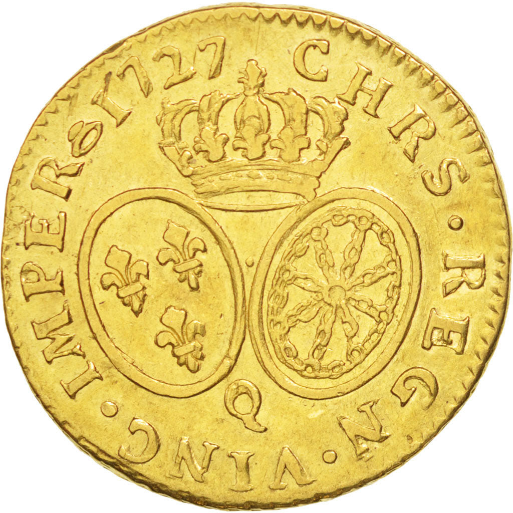 Coin, France, Louis XV, Louis d'or aux lunettes, Louis d'Or, 1727, Perpignan