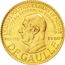France, Medal, Charles De Gaulle, 1980, MS(65-70), Gold