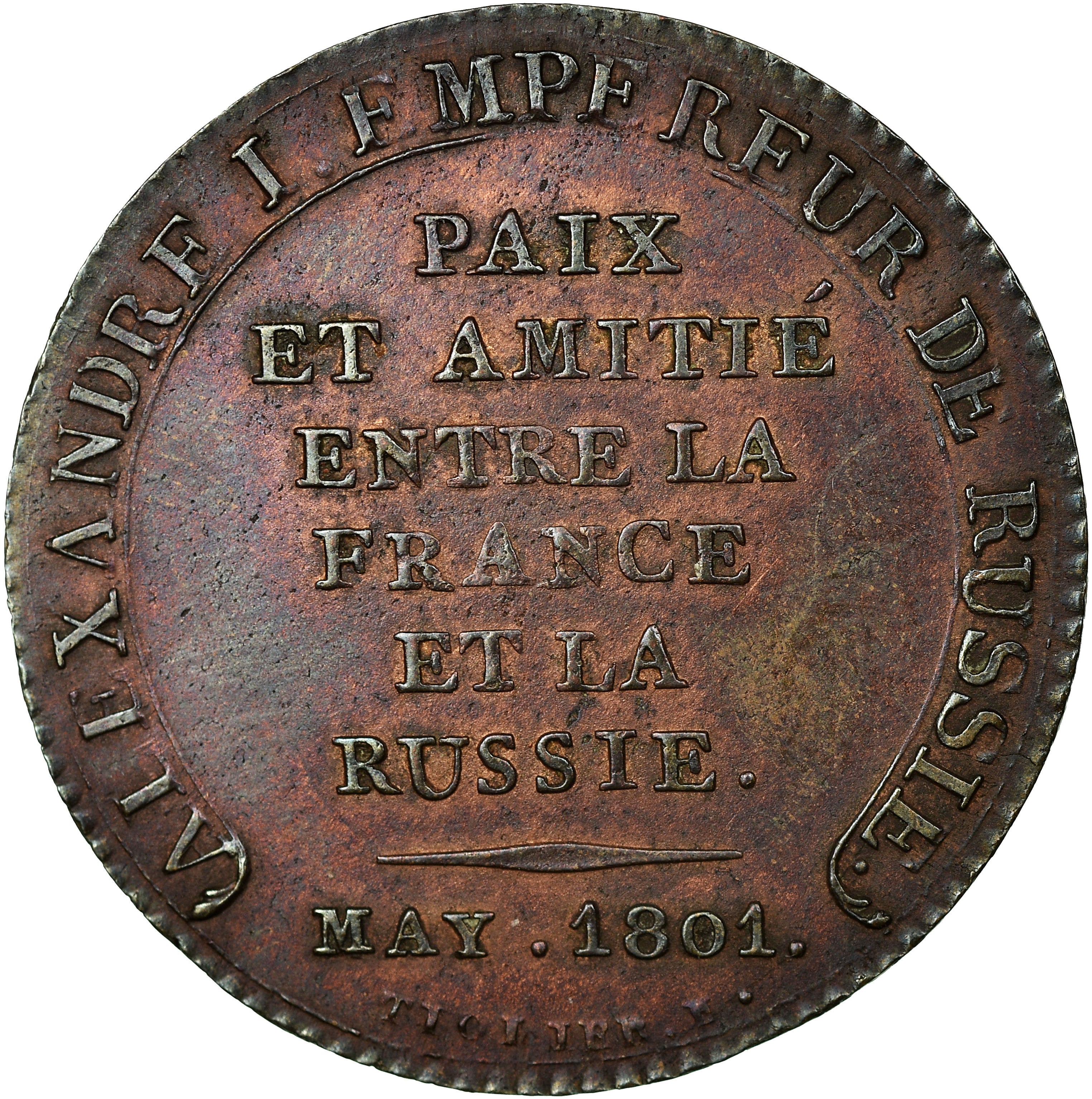 Münze, Frankreich, Paix Franco-Russe, 2 Francs, 1801, VZ, Kupfer, Mazard:589a