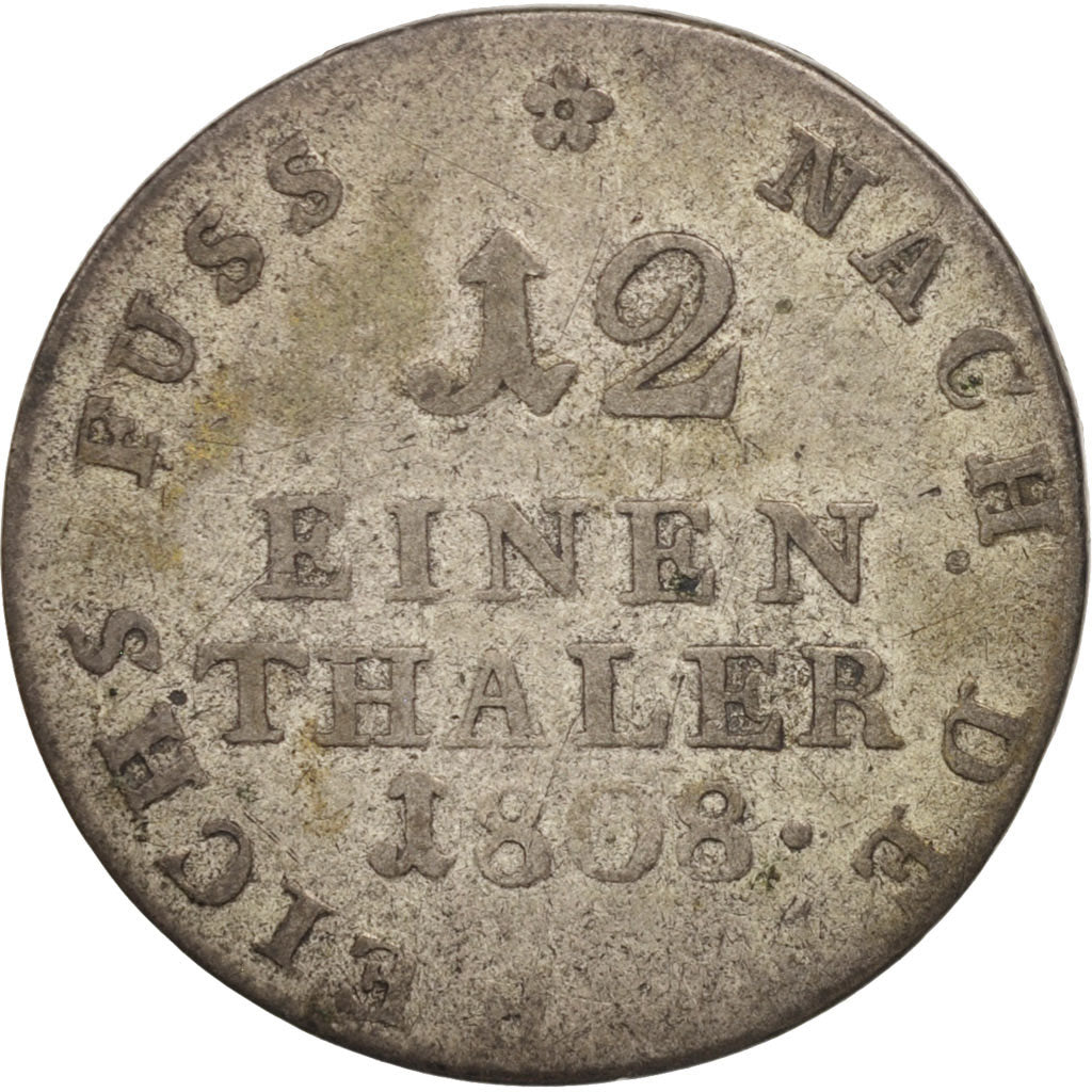 Coin, German States, WESTPHALIA, Jerome, 1/12 Thaler, 1808, EF(40-45), Silver