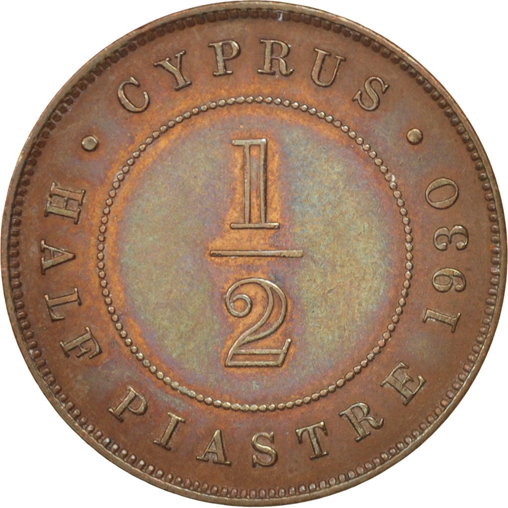 Cyprus, 1/2 Piastre, 1930, AU(50-53), Bronze, KM:17