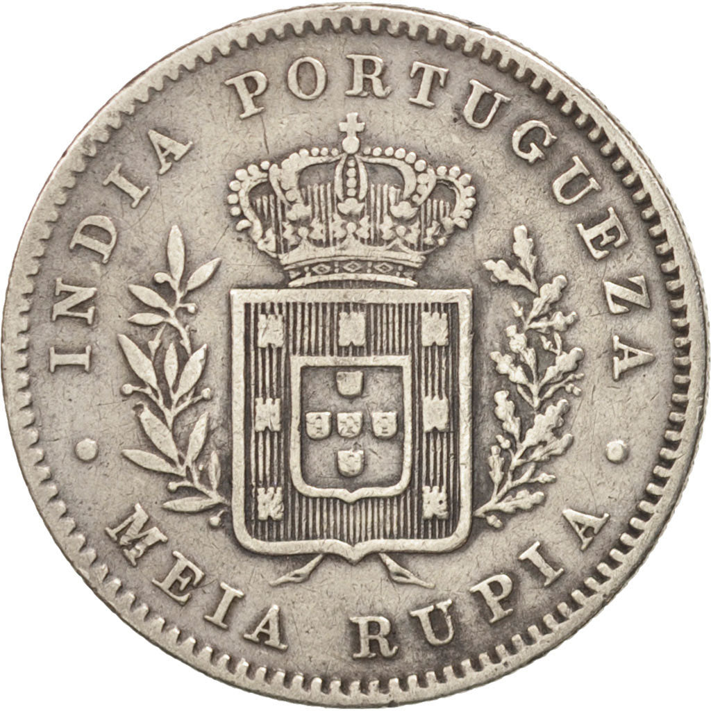 Monnaie, INDIA-PORTUGUESE, GOA, Luiz I, 1/2 Rupia, 1881, TTB, Argent, KM:311