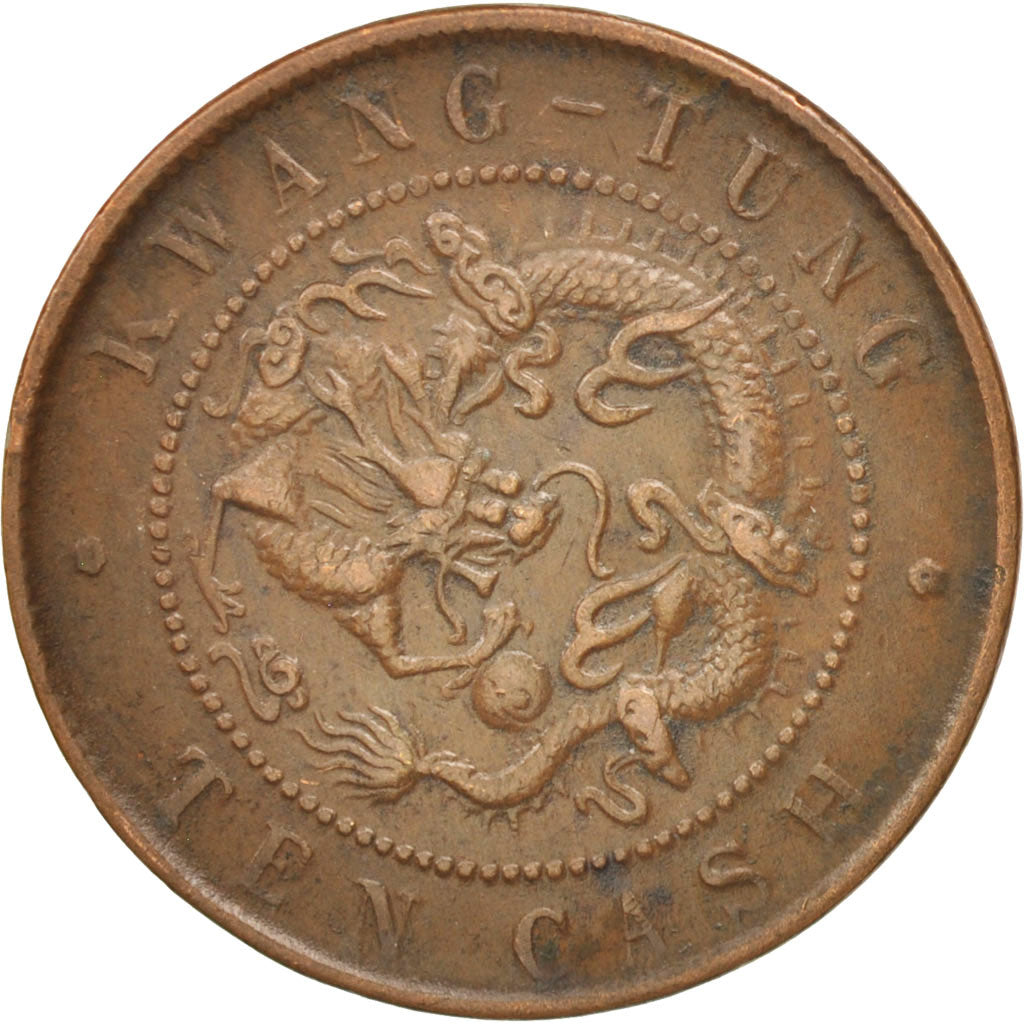 Chine, KWANGTUNG PROVINCE, Kuang-hs, Cent, 10 Cash, TTB, Cuivre, KM:193