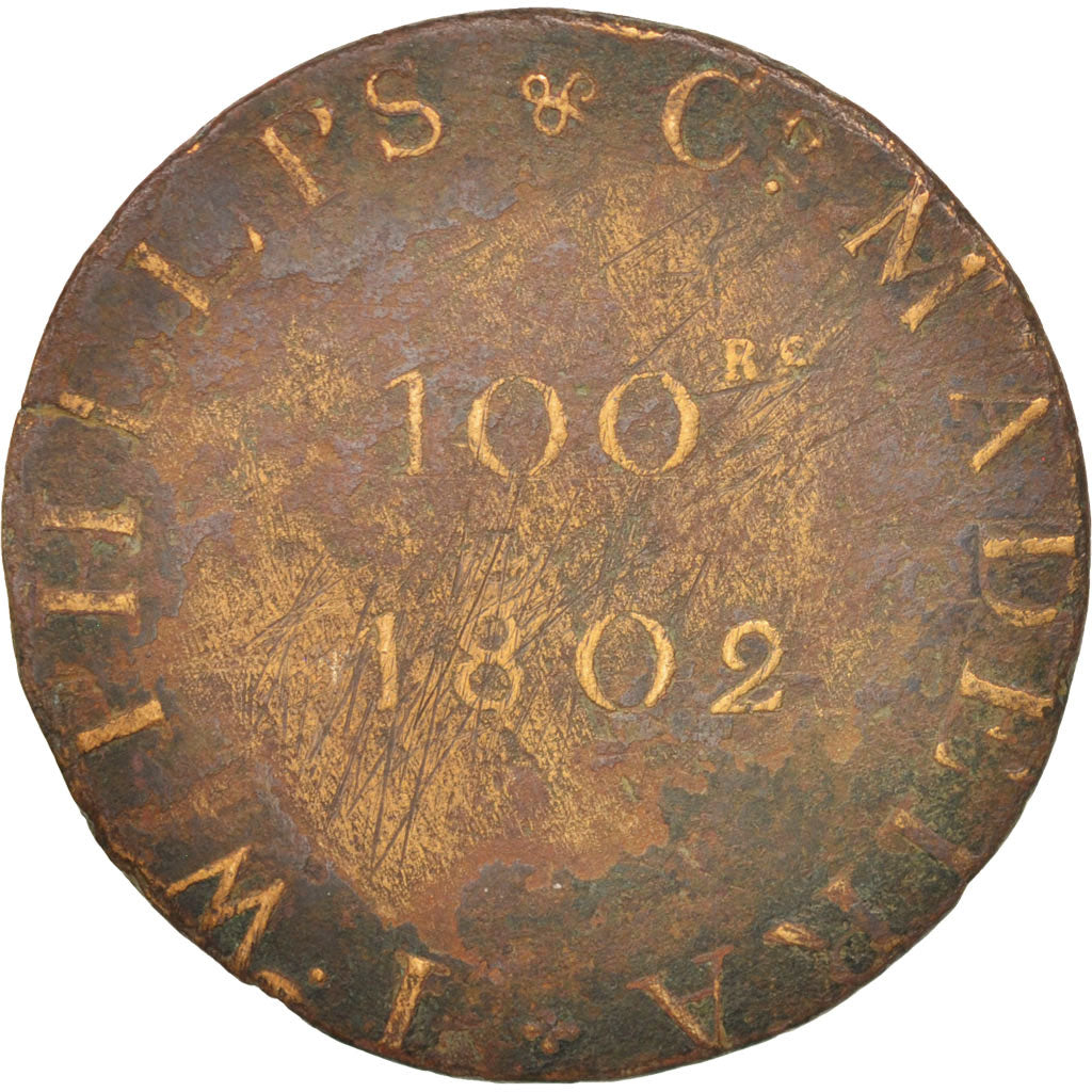 Portugal, Token, Madeira, 100 Reis, 1802, VF(20-25), Copper