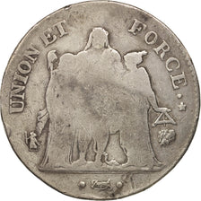 France, Union et Force, 5 Francs, AN 9, Bayonne, F(12-15), Silver, KM:639.6