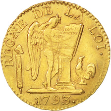 Francia, 24 livres Convention, 1793, Paris, BB+, Oro, KM:626.1