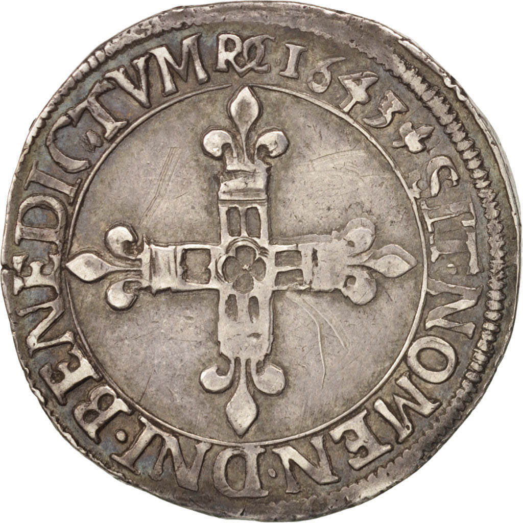 Münze, Frankreich, Louis XIII, 1/4 Écu à la croix, 1/4 Ecu, 1643