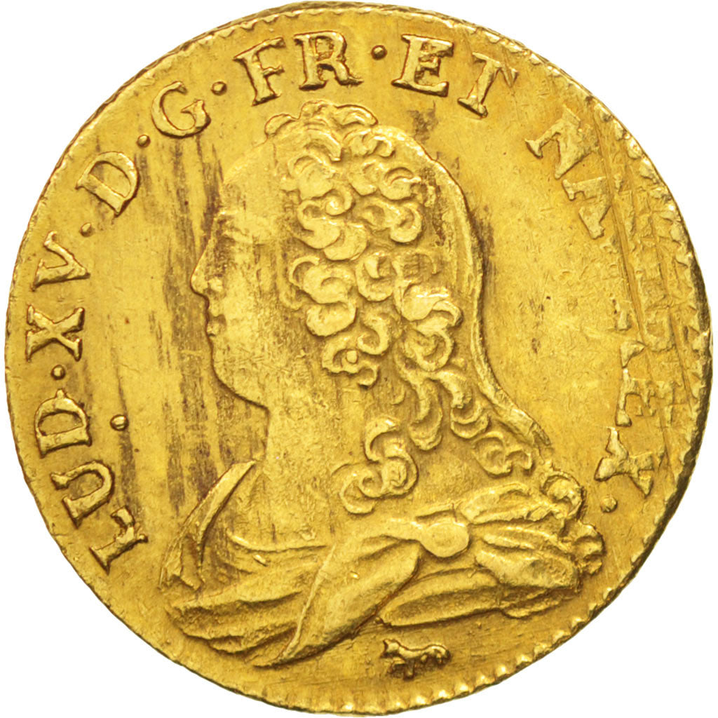 France, Louis XV, Louis d'or aux lunettes, 1726, Paris, AU(50-53), KM:489.1