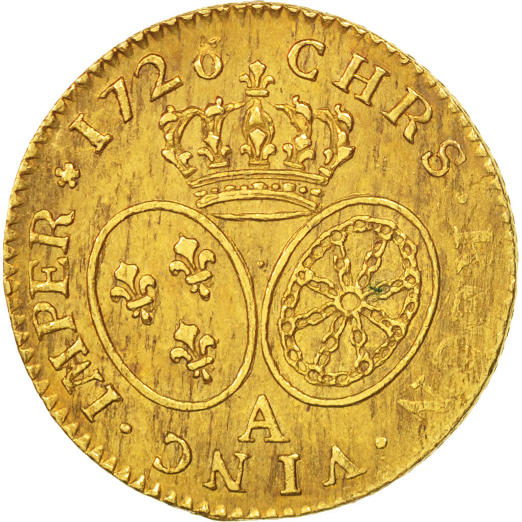 France, Louis XV, Louis d'or aux lunettes, 1726, Paris, AU(50-53), KM:489.1