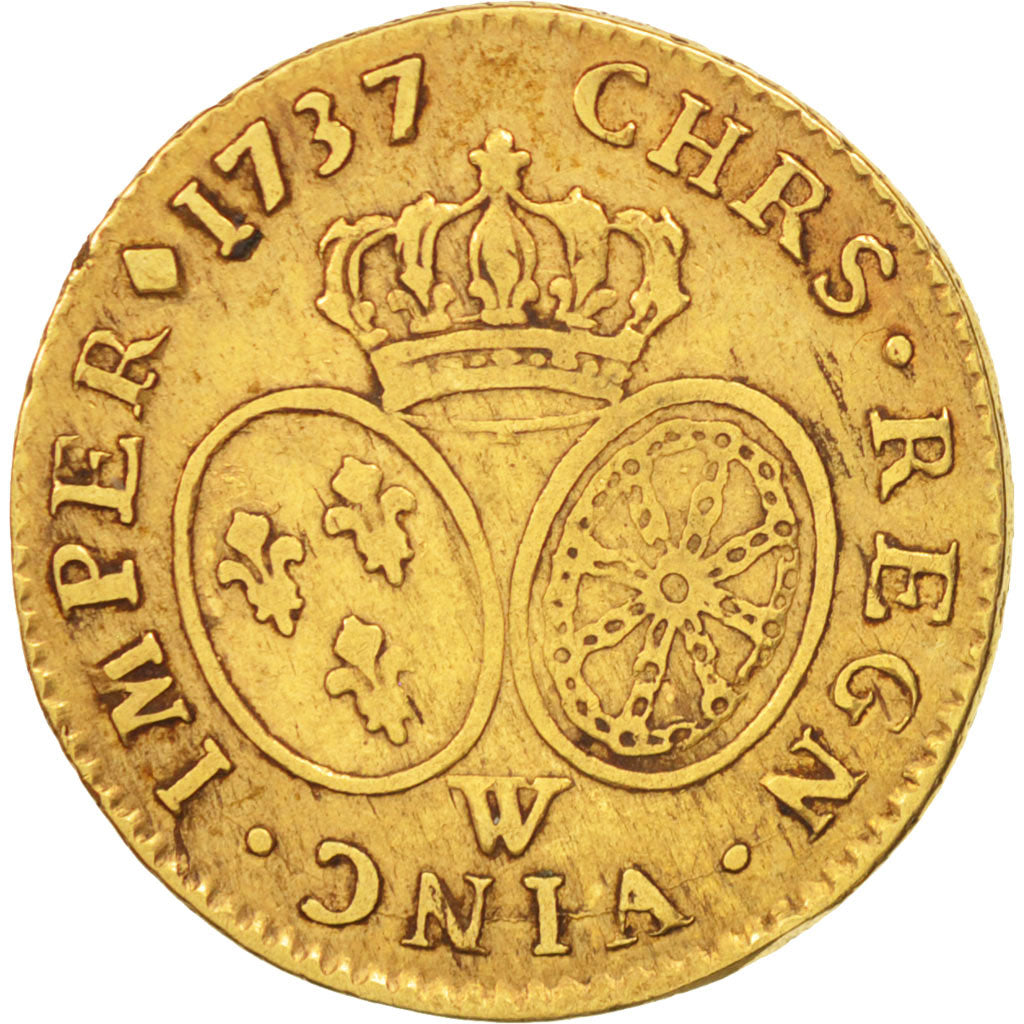 France, Louis XV, Louis d'or aux lunettes, 1737, Lille, TB, Or, KM:489.22