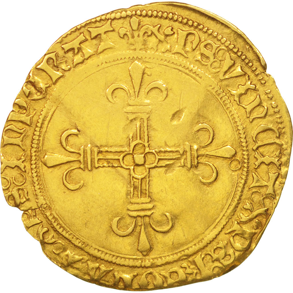 Coin, France, Charles VIII, Ecu d'or, Poitiers, EF(40-45), Gold, Duplessy:575A