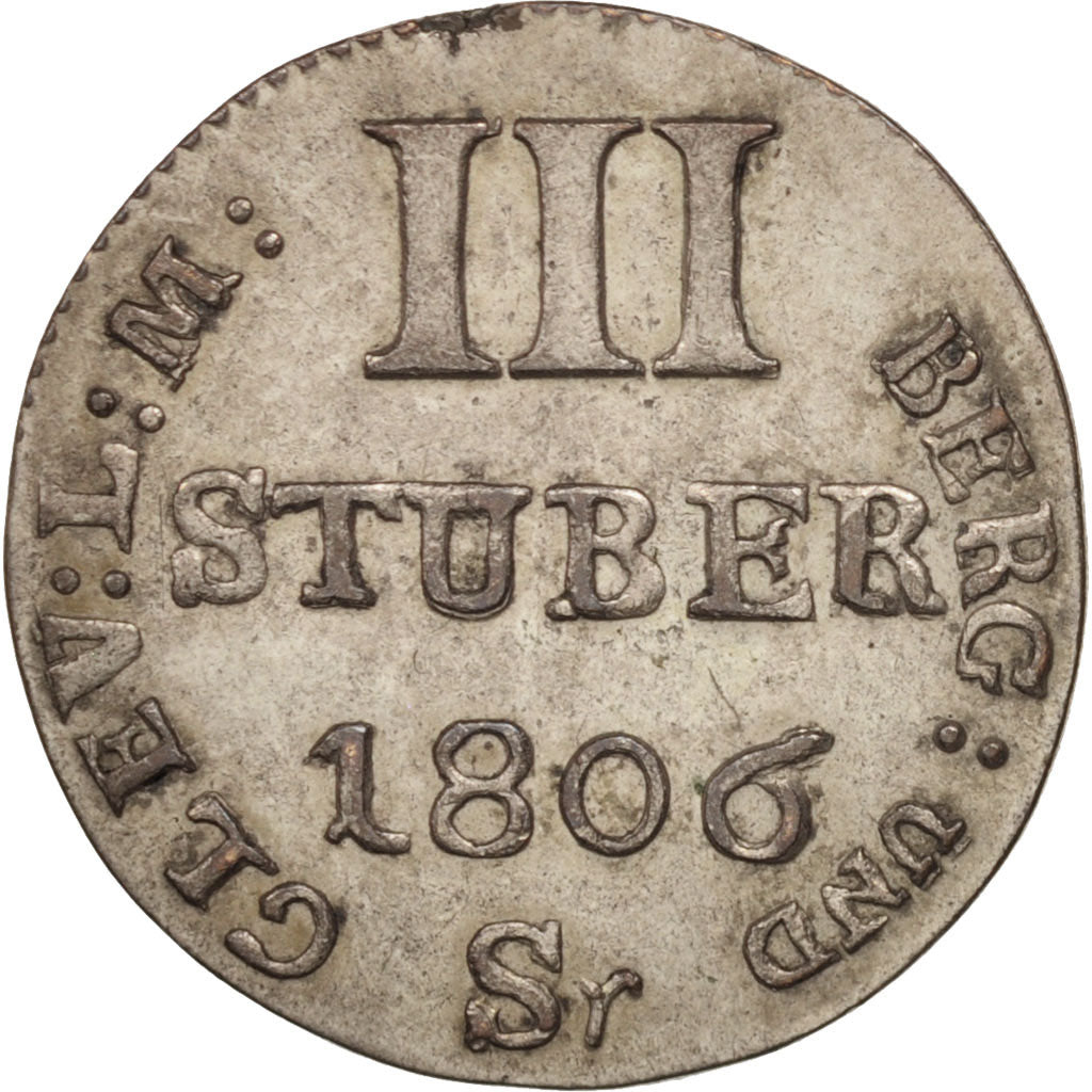 German States, BERG, Joachim Murat, 3 Stüber, 1806, D, MS(60-62), Silver, KM:10