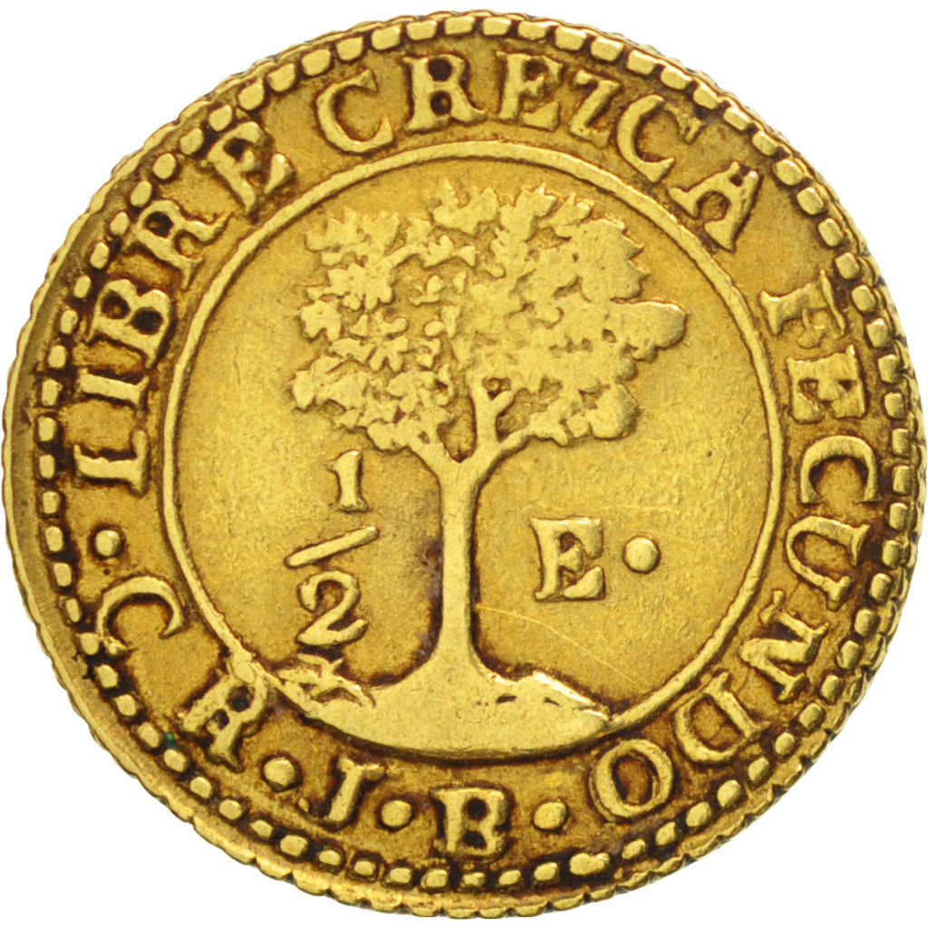 CENTRAL AMERICAN REPUBLIC, 1/2 Escudo, 1847, San Jose,  Costa Rica, EF(40-45)
