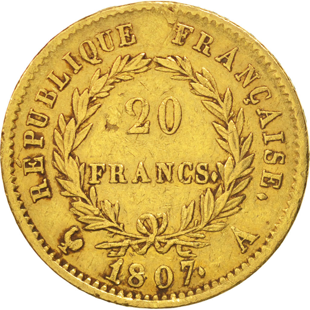 Monnaie, France, Napoléon I, 20 Francs, 1807, Paris, TTB, Or, KM:A687.1