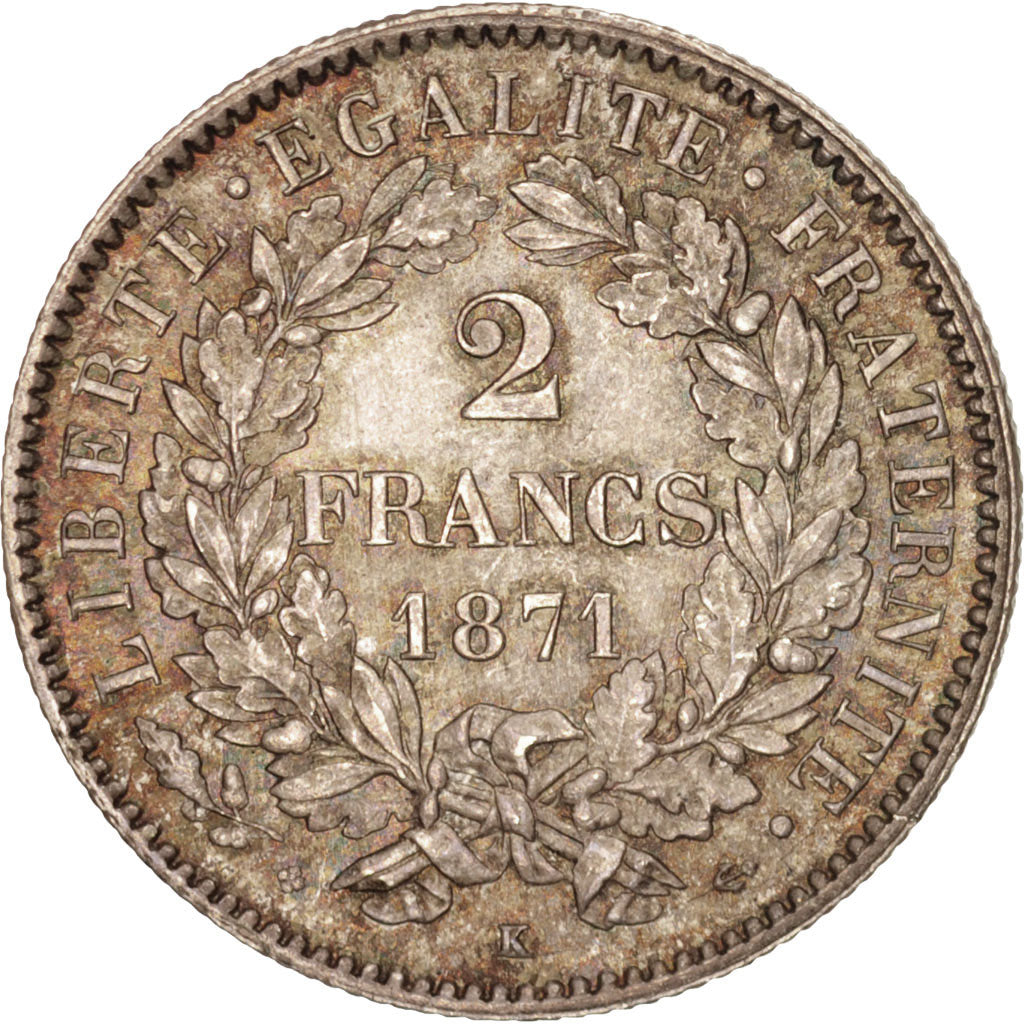 France, Cérès, 2 Francs, 1871, Bordeaux, PCGS, MS65, MS(65-70), Silver