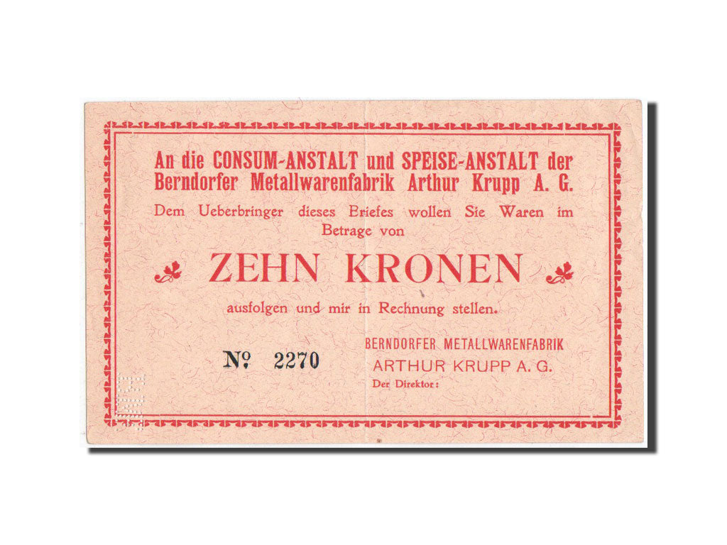 Autriche, Berndorf, Arthur Krupp, 10 Kronen, ND, Pick UNL