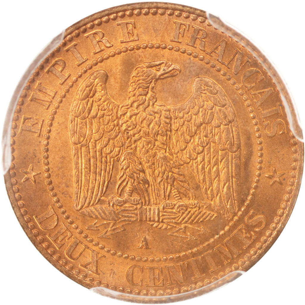 France, Napoleon III, 2 Centimes, 1861, Paris, PCGS, MS66RD
