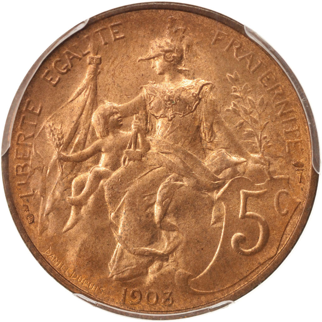 France, Dupuis, 5 Centimes, 1903, Paris, PCGS, MS64RD, MS(64), Bronze, KM:842