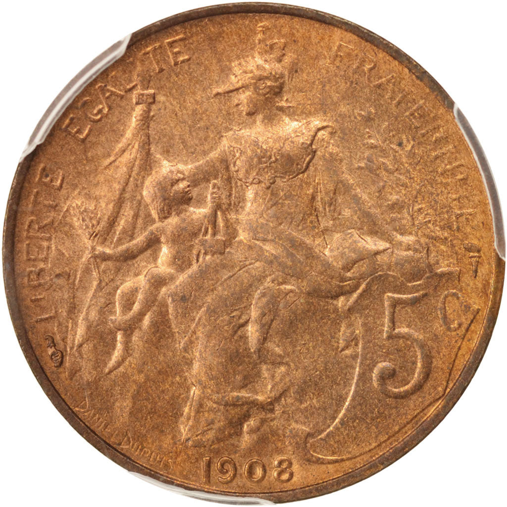 France, Dupuis, 5 Centimes, 1908, Paris, PCGS, MS65RB, MS(65-70), Bronze