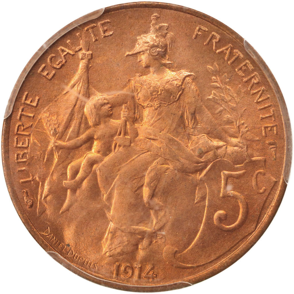 France, Dupuis, 5 Centimes, 1914, Paris, PCGS, MS66RD, MS(65-70), Bronze