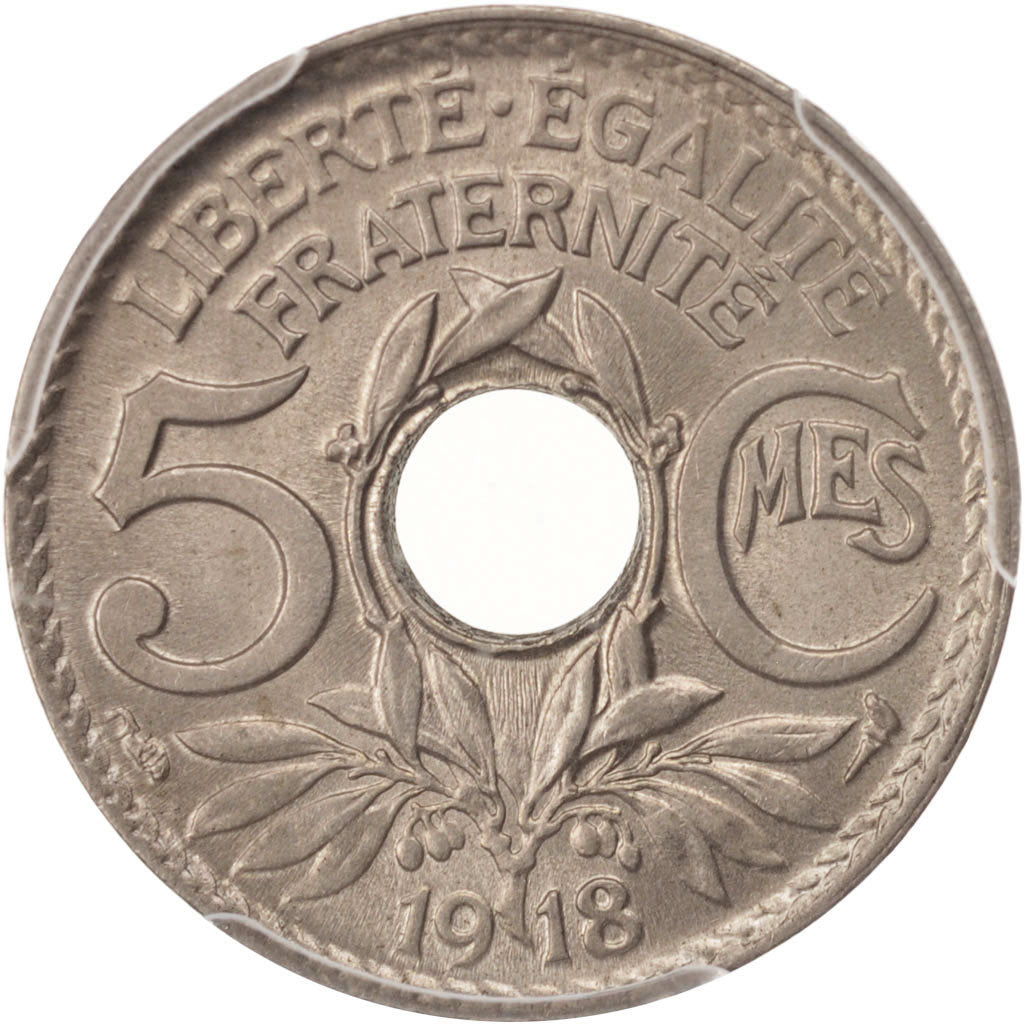 France, Lindauer, 5 Centimes, 1918, Paris, PCGS, MS66, MS(65-70), Copper-nickel