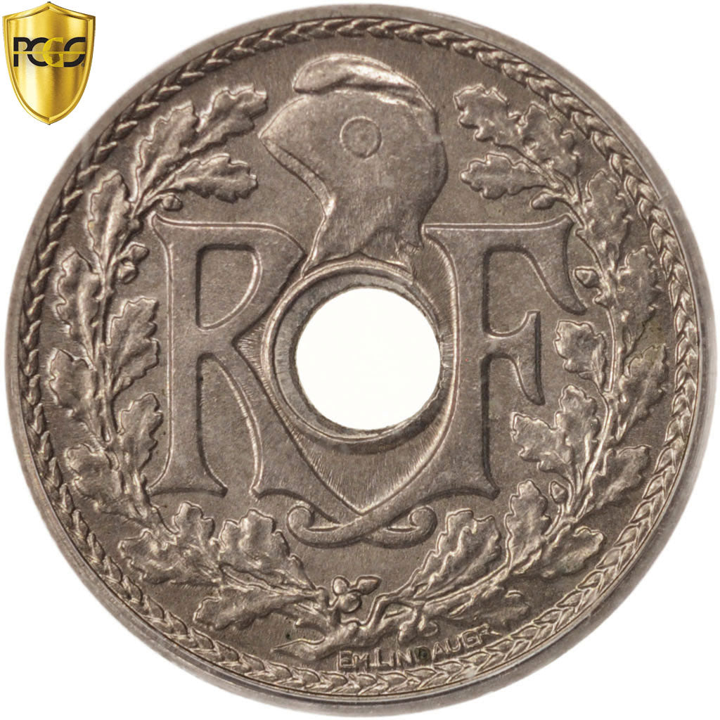France, Lindauer, 5 Centimes, 1924, Paris, PCGS, MS65, MS(65-70), Copper-nickel