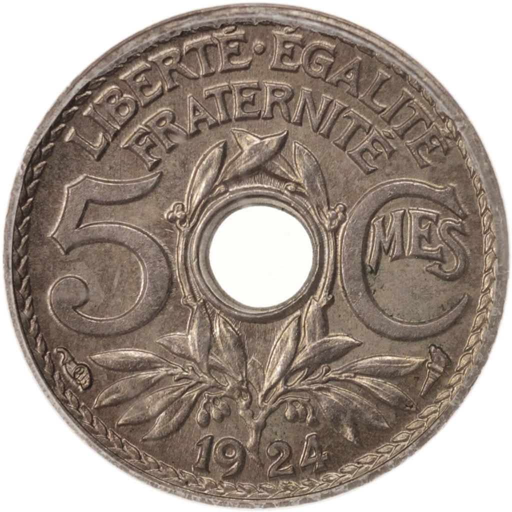 France, Lindauer, 5 Centimes, 1924, Paris, PCGS, MS65, MS(65-70), Copper-nickel