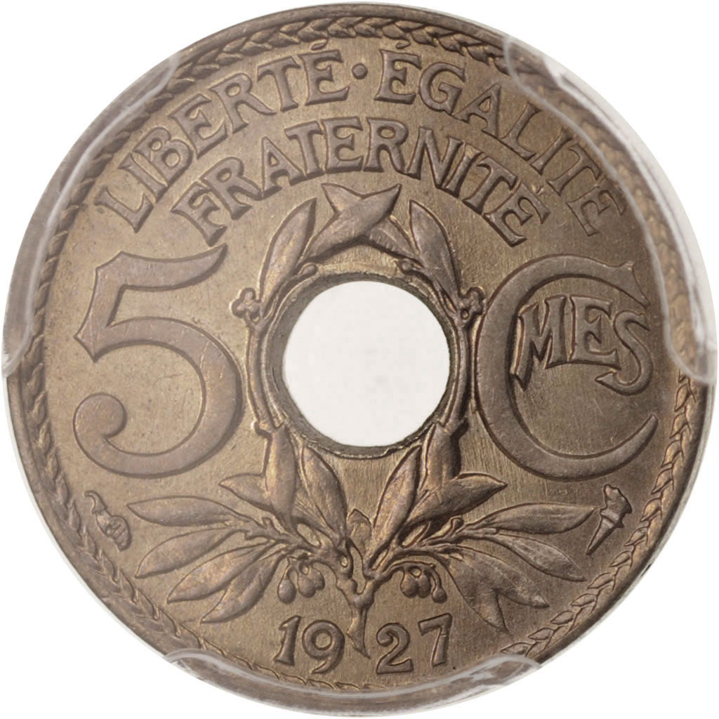 France, Lindauer, 5 Centimes, 1927, Paris, PCGS, MS66, MS(65-70), Copper-nickel