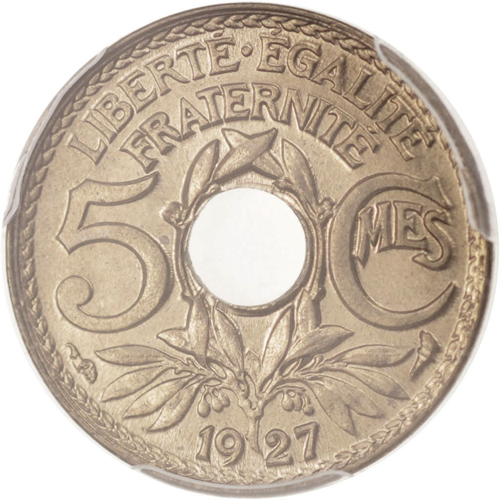 France, Lindauer, 5 Centimes, 1927, Paris, PCGS, MS67, MS(65-70), Copper-nickel