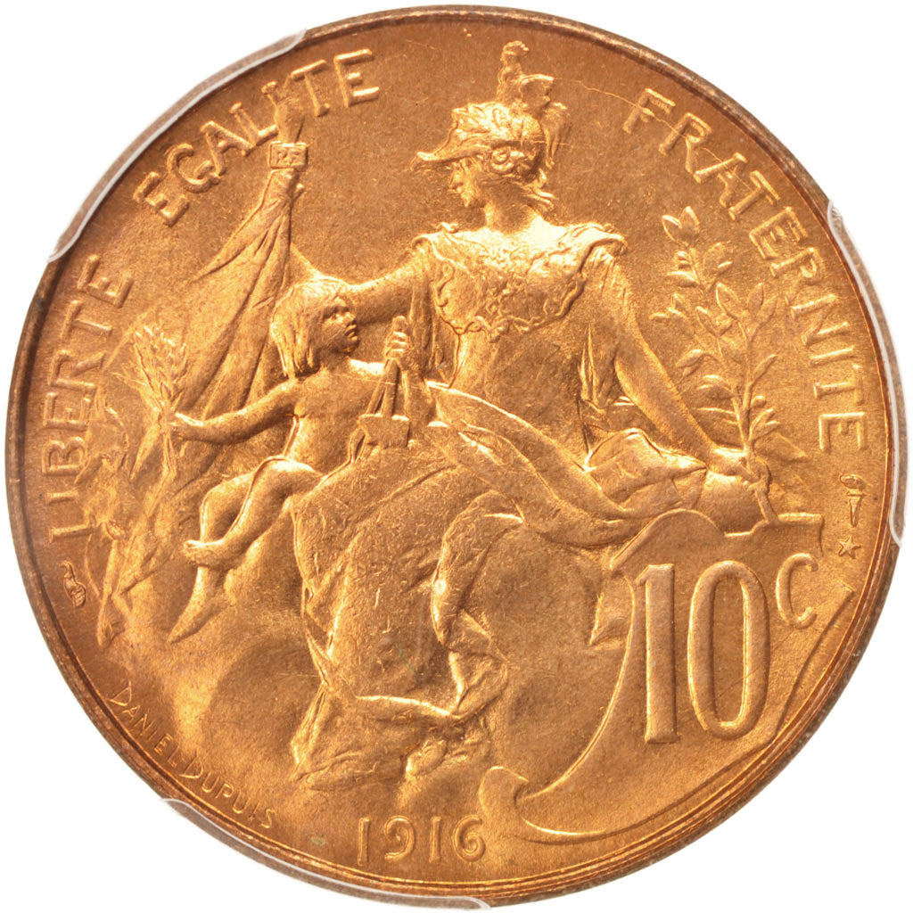 France, Dupuis, 10 Centimes, 1916, Madrid, PCGS, MS66RD, MS(65-70), Bronze