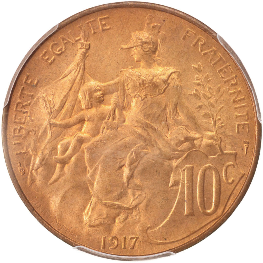 France, Dupuis, 10 Centimes, 1917, Paris, PCGS, MS65RD, MS(65-70), Bronze