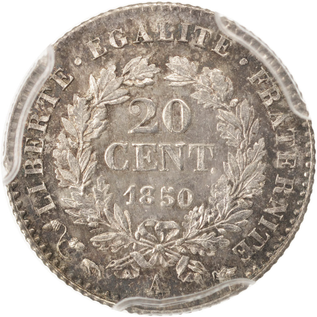 Frankreich, Cérès, 20 Centimes, 1850, Paris, PCGS, MS65, STGL, Silber