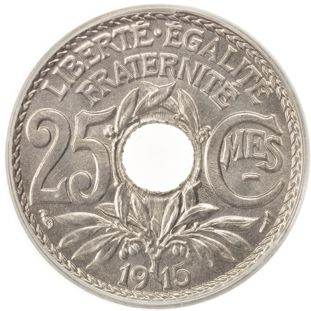 France, Lindauer, 25 Centimes, 1915, Paris, PCGS, MS67, MS(65-70), Nickel